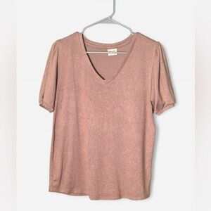 5 for $20 Mod Ref Mauve V-Neck Short Sleeve Top